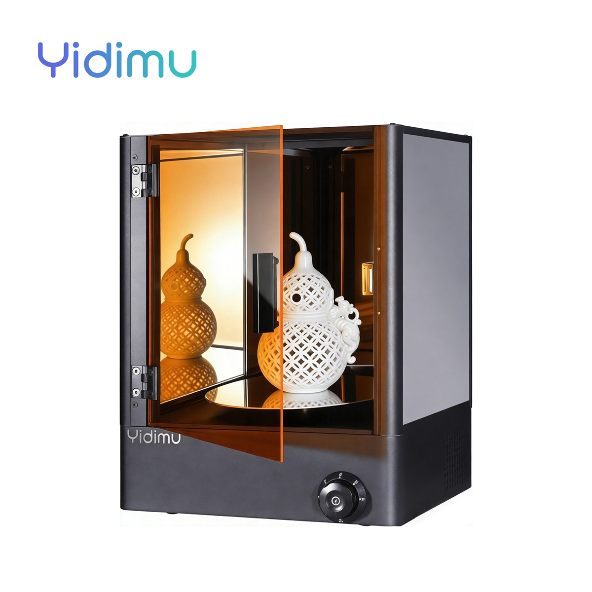 Рабочая зона для малосерийной полимерной 3D-печати с готовыми деталями и оборудованием постобработки