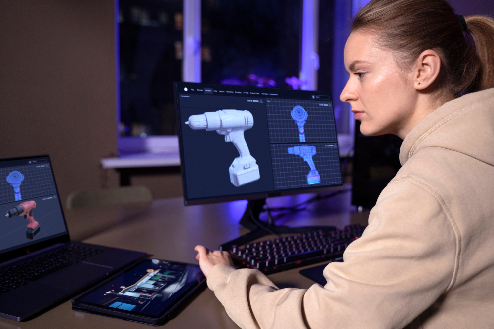 Инженер проверяет 3D-модель после сканирования перед 3D-печатью